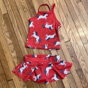 Hanna Anderson red Tankini with unicorns